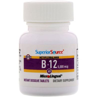 Метилкобаламін B12, Superior Source, 5000 мкг, 60 мікролінгвальних таблеток