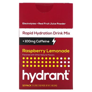 Hydrant, Напійна суміш для швидкого зволоження, малиновий лимонад, 12 упаковок, по 0,28 унції (7,8 г) кожна