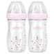 NUK, Дитяча пляшечка Simply Natural, від 1 місяця, середня, рожева, 2 пляшечки, 9 унцій (270 мл) кожна фото