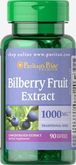 Черника, Bilberry 4:1 Extract, Puritan's Pride, 1000 мг, 90 капсул купить в Киеве и Украине