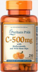 Вітамін C з біофлавоноїдами і шипшиною Puritan's Pride (Vitamin C with bioflavonoids & rose hips) 500 мг 250 капсул