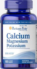Кальцій магній калій, Calcium Magnesium Potassium, Puritan's Pride, 250 мг / 49 мг, 100 таблеток