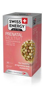 Мультивитамины для беременных и кормящих женщин, PRENATAL MULTIVIT, Swiss Energy, 19 витаминов и минералов, 30 капсул купить в Киеве и Украине