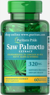 Со Пальметто Puritan's Pride (Saw Palmetto) 320 мг 60 капсул