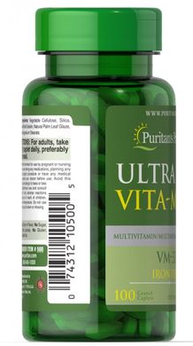Мультивітаміни без вмісту заліза VM-33 Ultra Vita-Min ™, Ultra Vita-Min ™ Iron Free Multivitamins VM-33, Puritan's Pride, 100 таблеток