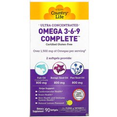 Омега 3-6-9 Country Life (Omega 3-6-9 Complete) 1534 мг 90 капсул купить в Киеве и Украине