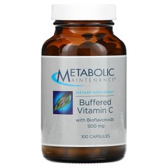 Підтримка метаболізму, Буферний вітамін С із біофлавоноїдами, 500 мг, 100 капсул