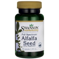 Семя люцерны, Full Spectrum Alfalfa Seed, Swanson, 400 мг, 60 капсул купить в Киеве и Украине