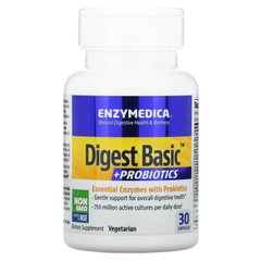Ферменти і пробіотики, Digest Basic + Probiotics, Enzymedica, 30 капсул