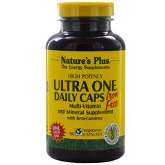 Щоденні мультивітаміни без заліза Natures Plus (Ultra One Iron Free) 90 капсул