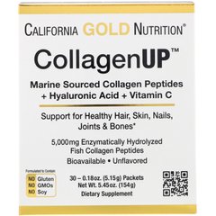 Пептиди морського колагену гіалуронова кислота та вітамін С California Gold Nutrition (CollagenUp) 30 пакетиків