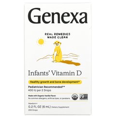 Genexa, Витамин D3 для младенцев, для детей с рождения, органический ванильный ароматизатор, 400 МЕ, 3 мл (0.10 жидк. унций) купить в Киеве и Украине