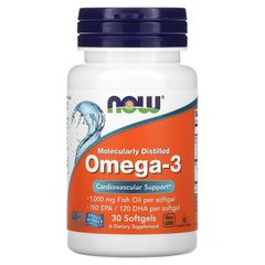 Омега 3 Now Foods (Omega-3) 30 капсул купить в Киеве и Украине