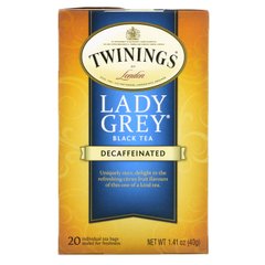 Чай Lady Grey, натуральний без кофеїну, Twinings, 20 пакетиків, 40 г