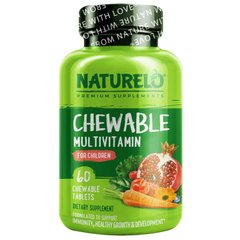 Жувальні мультивітаміни для дітей, Chewable Multivitamin for Children, NATURELO, 60 таблеток