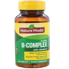 Супер-B-комплекс, комплекс вітамінів групи B з вітаміном C, Nature Made, 140 таблеток