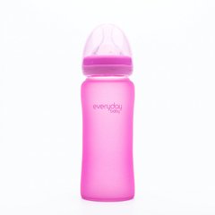 Стеклянная термочувствительная детская бутылочка, малиновый, 300 мл, Everyday Baby, 1 шт купить в Киеве и Украине