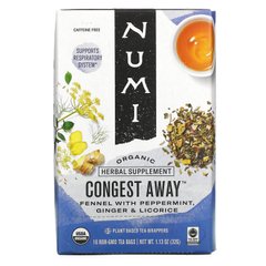 Numi Tea, Органічний, від скупчень, без кофеїну, 16 чайних пакетиків без ГМО, 1,13 унції (32 г)