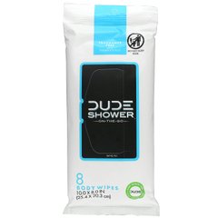 Dude Products, Салфетки для душа, на ходу, без запаха, 8 салфеток для тела купить в Киеве и Украине