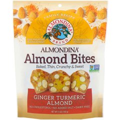 Крекер, імбир, куркума, мигдаль, Almond Bites, Ginger Turmeric Almond, Almondina, 142 г