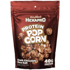 Протеїновий попкорн, 40 протеїну, чорний шоколад і морська сіль, ALLMAX Nutrition, 220 г