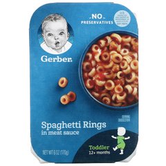 Gerber, Спагетті в м'ясному соусі, для малюків, від 12 місяців, 6 унцій (170 г)
