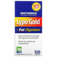 Lypo Gold, оптимізація засвоєння жирів, Enzymedica, 120 капсул