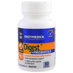 Ферменти і пробіотики, Digest + Probiotics, Enzymedica, 30 капсул