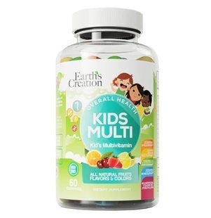 Childrens Multivitamins Earth`s Creation (Kids Multivitamin Gummies) 60 chewing candies.