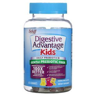 Daily probiotic + soft prebiotic fiber, natural fruit flavors, 65 chewable gummies
