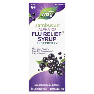Nature's Way, Sambucus, Alpha CF, Flucare, засіб проти симптомів грипу, з бузиною, 120&nbsp;мл (4&nbsp;рідк. унції)
