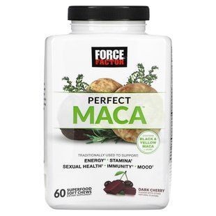 Force Factor, Perfect Maca, вишня, 60 м&rsquo;яких жувальних таблеток із суперфудами