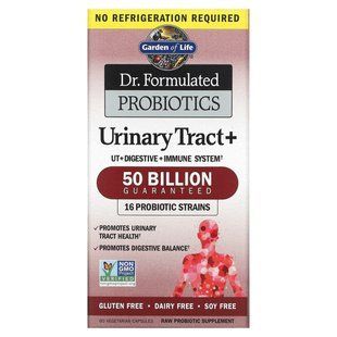 Dr Formulated Probiotics, Сечовипускальний тракт +, термін зберігання, Garden of Life, 60 вегетаріанських капсул