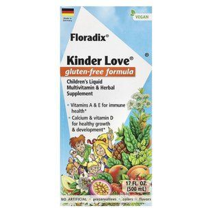 Gaia Herbs, Floradix, Kinder Love, жидкая мультивитаминная и травяная добавка для детей, без глютена, 500 мл (17 жидк. Унций) купить в Киеве и Украине