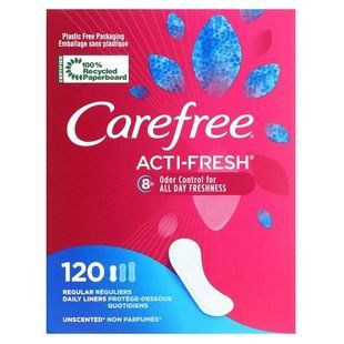 Carefree, Acti-Fresh, Daily Liners, Regular, Unscented, 120 Liners купить в Киеве и Украине