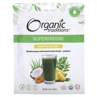 Супергринс Organic Traditions (Supergreens) 100 г ананас и кокос купить в Киеве и Украине