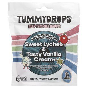 Tummydrops, Groovy Peppermint Variety Pack, Sweet Lychee & Tasty Vanilla Cream , 33 Lozenges купить в Киеве и Украине