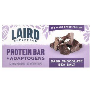 Laird Superfood, Superfood Protein Bar + Adaptogens, Dark Chocolate Sea Salt, 10 Bars, 1.6 oz (45 g) Each купить в Киеве и Украине