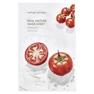 Nature Republic, Real Nature Beauty Mask Sheet, with tomatoes, 1 sheet mask, 23 ml (0.77 fl oz).