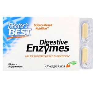 Пищеварительные ферменты, Digestive Enzymes, Doctor's Best, 10 вегетарианских капсул купить в Киеве и Украине