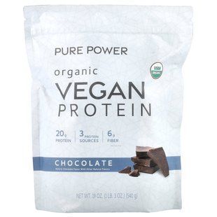 Dr. Mercola, Pure Power, органічний веганський протеїн, шоколад, 540 г (1 фунт 3 унції)