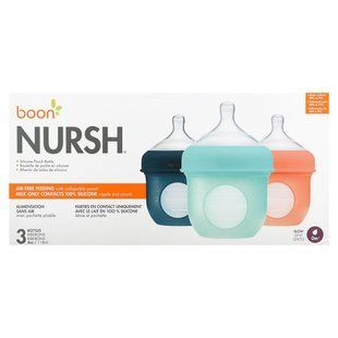 Boon, Nursh, Silicone Pouch Bottle, 0m+, Slow, 3 bottles, 4 oz (118 ml) Each купить в Киеве и Украине