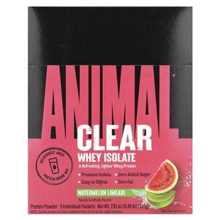 Animal, Clear Whey Isolate, Watermelon Limeade, 9 Individual Packets, 0.05 lb (25 g) Each