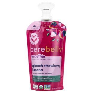 Cerebelly, Smoothie, Dairy-Free Organic Puree, 6+ Months, Spinach, Strawberry, Banana, 4 oz (113 g) купить в Киеве и Украине