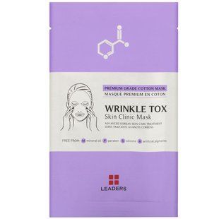 Від зморшок, маска для шкіри, Wrinkle Tox, Skin Clinic Mask, Leaders, 1 лист, 25 мл
