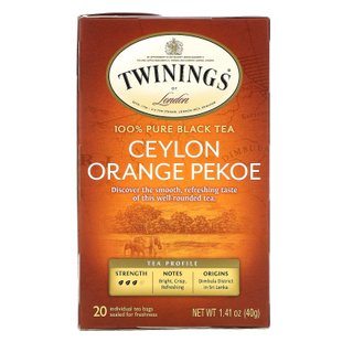 Цейлонский апельсиновый чай пекое, Twinings, 20 чайных пакетиков, 1,41 унции (40 г) купить в Киеве и Украине