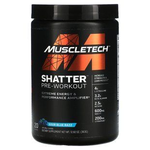 Muscletech, Shatter, pre-workout supplement, sour blue rose, 363 g (12.82 oz).