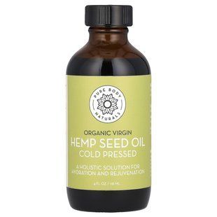 Pure Body Naturals, Organic Virgin Hemp Seed Oil, 4 fl oz (118 ml) купить в Киеве и Украине