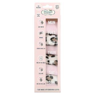The Vintage Cosmetic Co., Makeup Removal Cloths for 7 Days, Pink and Leopard, 7 pcs.