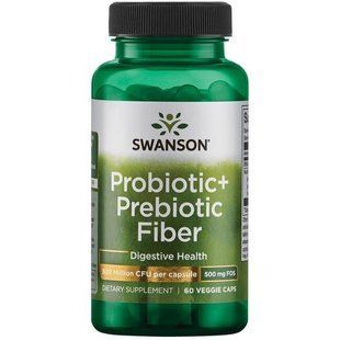 Probiotic + Prebiotic Fiber, Swanson, 500 Million CFU, 60 Capsules